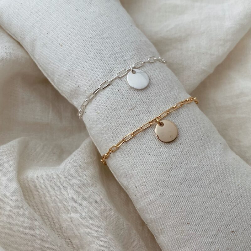 Bracelet Double Chat et Coeur ❤ couleur or ou argent pour Femme