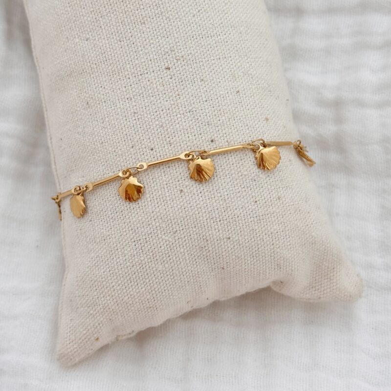 Chaîne de cheville pour femme en acier inoxydable doré motif coquillage, chaîne de rallonge réglable.