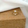 Bague salomé en acier inoxydable doré et blanc triple rangs pour femme collection jolie demoiselle