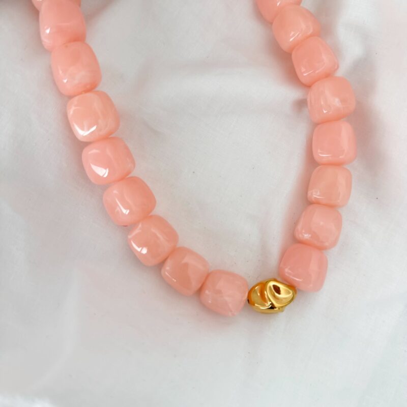 collier azael bijou femme acier inoxydable doré perles larges tendance coloris rose séléction bijoux jolie demoiselle
