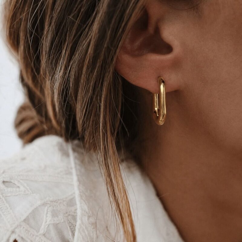 Boucles d'oreilles Mily acier inoxydable doré forme rectangulaire tendance séléction bijoux jolie demoiselle shop